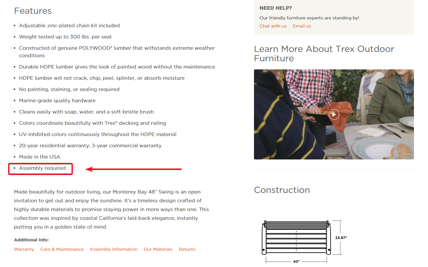 Assembly Information Trex Outdoor Furniture